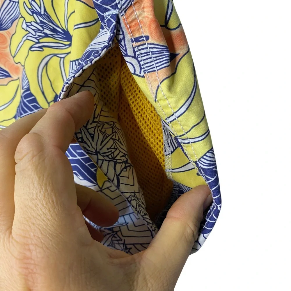 Tommy Bahama Relax Mens XXL Orange Navy Blue Floral Tropical‎ Swim Trunks Shorts